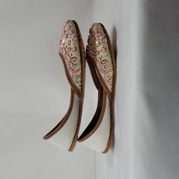 Women's Slip On Traditional Handmade Khussa Bridal Mojari Punjabi Jutti Ballet - Picture 9 of 16